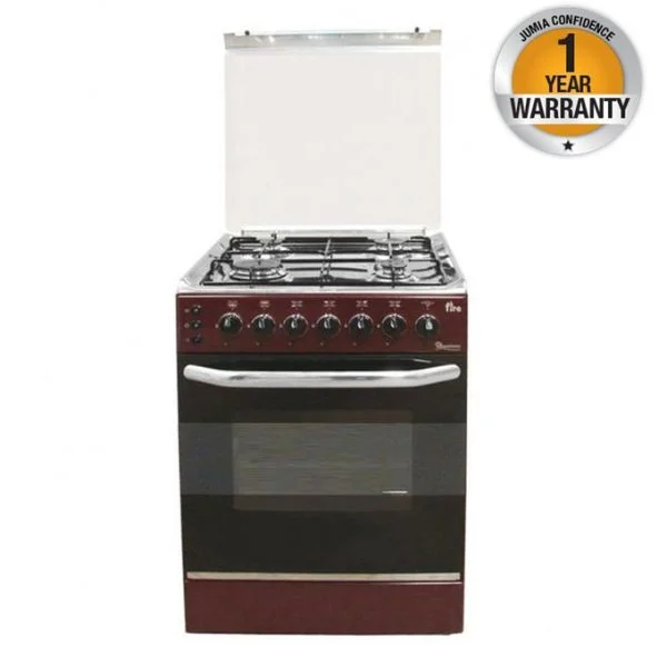 Ramtons EB/303-5694 - 4 Gas Roti+Auto Ignition Cooker-Dark Red