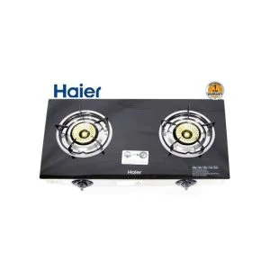 Haier 2 Gas Burner Stove Glass Table Top - Black