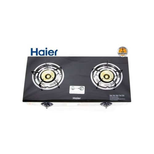 Haier 2 Gas Burner Stove Glass Table Top – Black