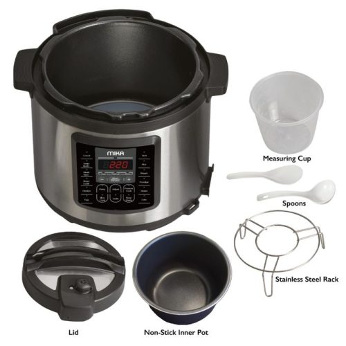 Mika Smart Electric Pressure Cooker, 6L, Stainless Steel & Black