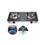 Mika MGS7102(MGS7100) - Gas Stove, Double Burner - Glass Top & SS
