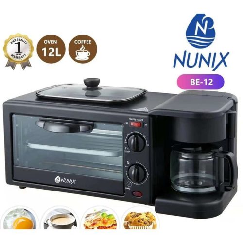 Nunix 3 In 1 Breakfast Machine Electric Toaster Oven Coffee Maker