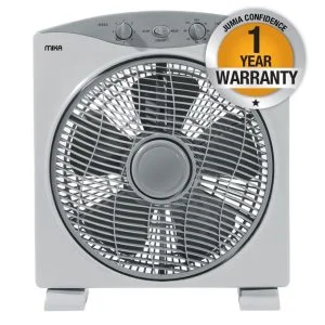 Mika MFB1211/GR - Box Fan - 12" - Square - 5 Pc Blades - Grey