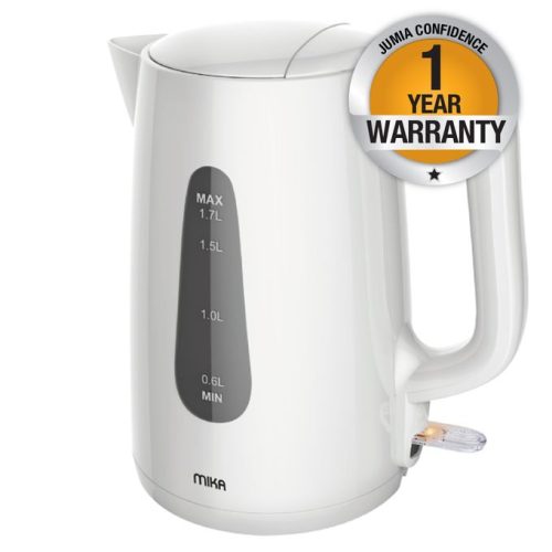 Mika MKT1302 – Electric Kettle, Plastic, 1.7L, Cordless, White.