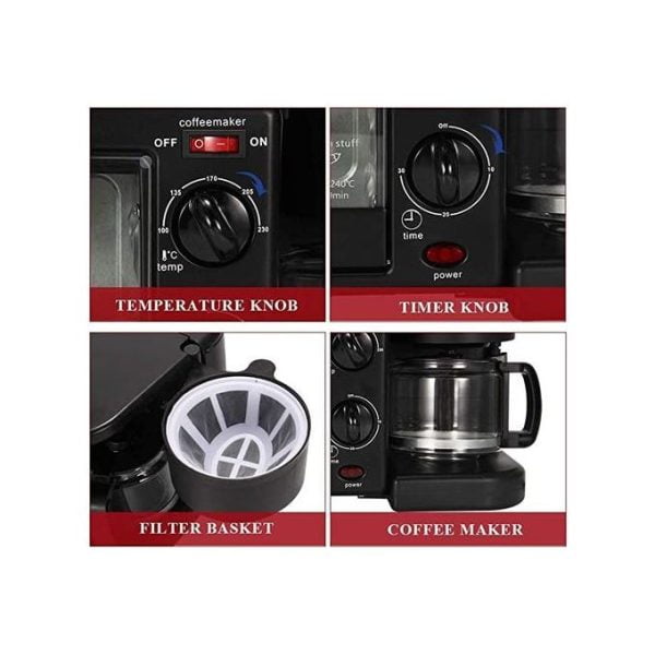 Nunix 3 IN 1 BREAKFAST MAKER; TOASTER,OVEN, COFFEE MAKER - Image 4