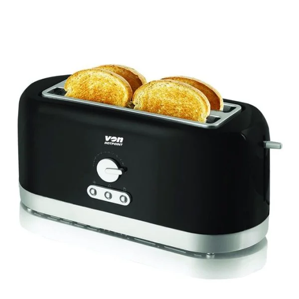 VON VSTP04MVK 4 Slice Toaster - Black - Image 3
