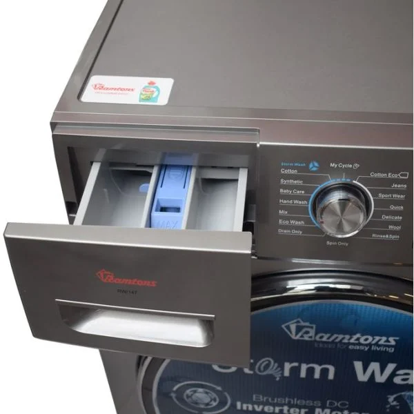 Ramtons RW/147-Front Load 10Kg Washer 1400 RPM- Silver - Image 4