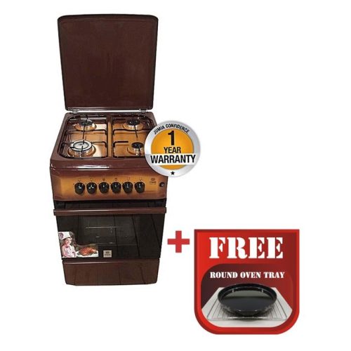 Mika MST55PIAGDB/SD – 4Gas Burners, Gas Oven – Brown + Free Tray