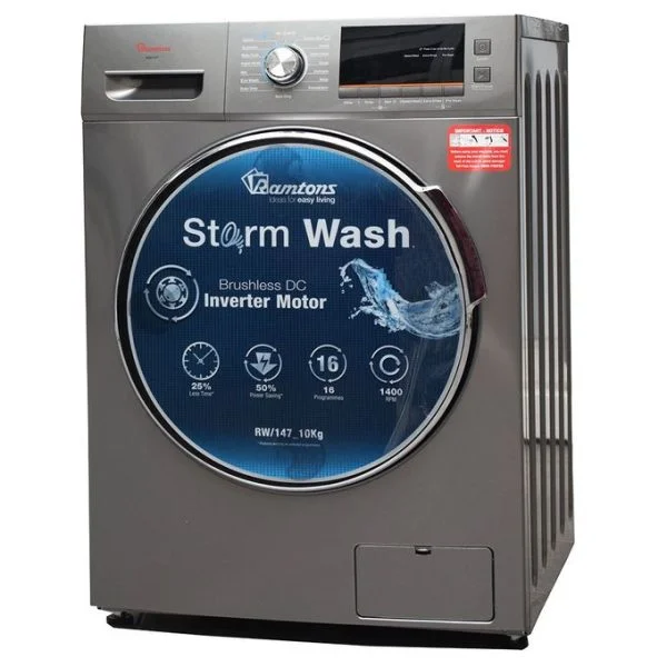 Ramtons RW/147-Front Load 10Kg Washer 1400 RPM- Silver - Image 3