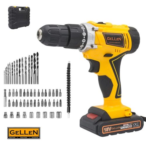 Gellen Cordless Drill 18V 2 Lithium Batteries FREE Accessories