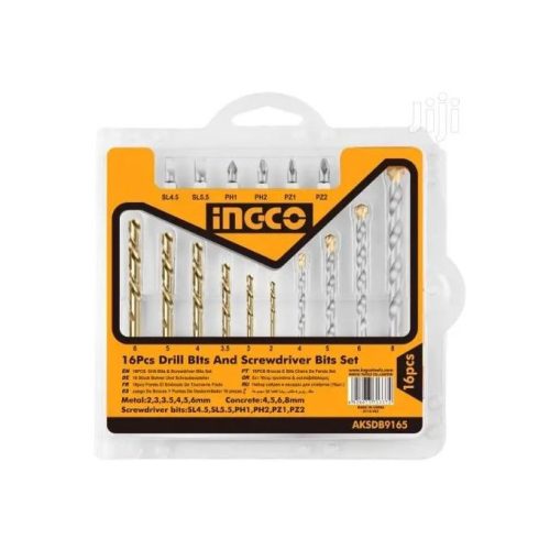 Ingco 16pcs Drill Bits & Screw driver Bits Set