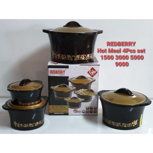 Redberry Hot meal Insulated 4 Pieces Hotpots – Black