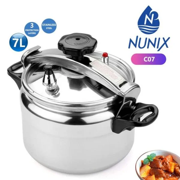 Nunix Pressure Cooker - Explosion Proof - 7 Litres - Silver
