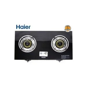Haier 2 Gas Burner Stove Glass Table Top - Black