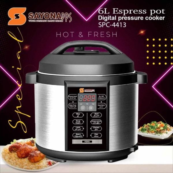 Sayona Electric 6L Cooker With Pre Programmed Cooking